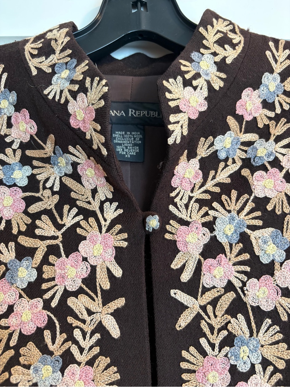 Banana Republic Brown Tunic with Pink & Cream Floral Embroidery - Picture 5 of 6